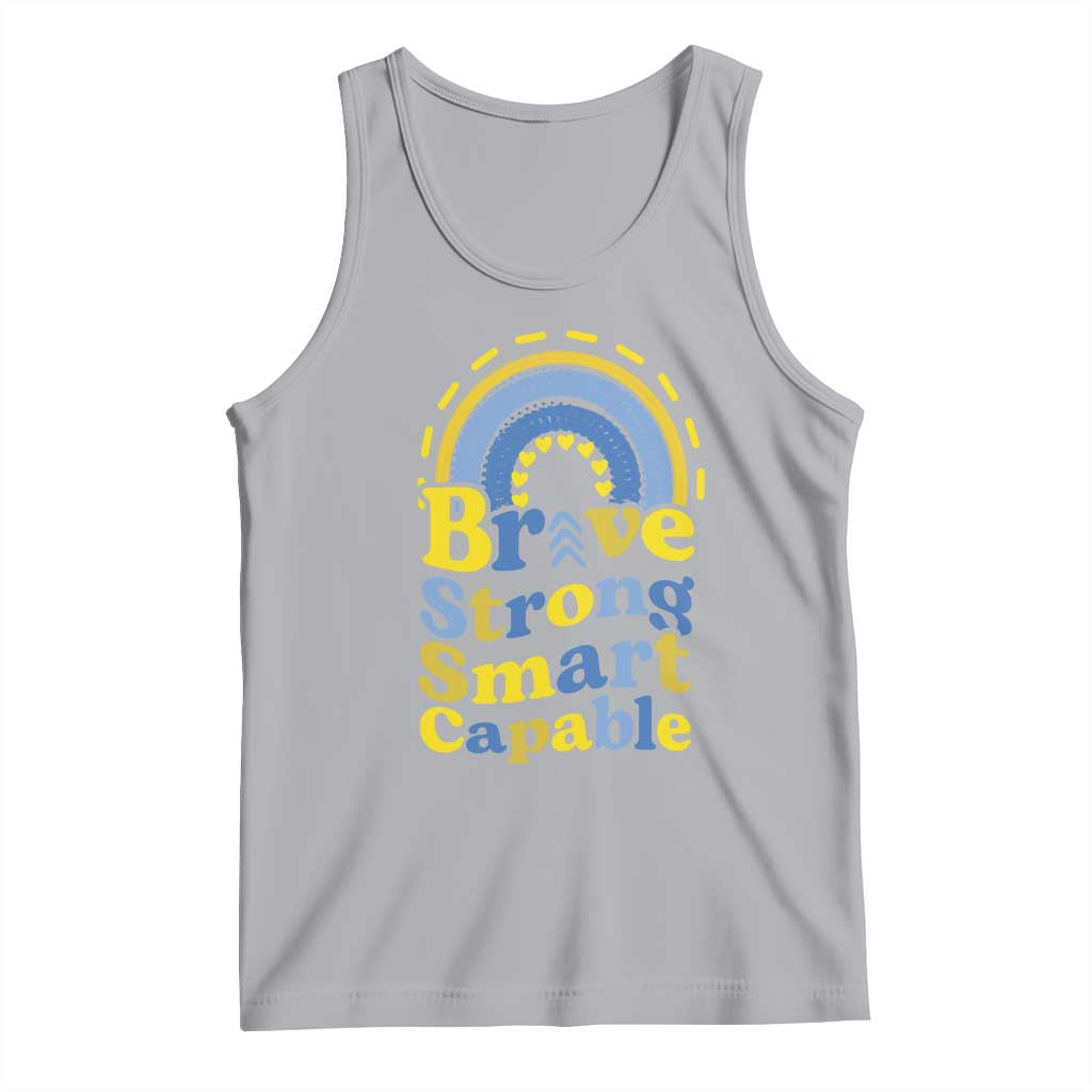 Down Syndrome Awareness Tank Top Brave Strong Smart Capable Rainbow TS11 Athletic Heather Print Your Wear