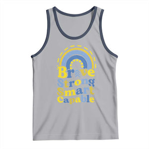 Down Syndrome Awareness Tank Top Brave Strong Smart Capable Rainbow TS11 Athletic Heather Navy Print Your Wear