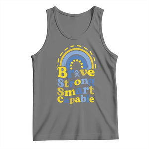 Down Syndrome Awareness Tank Top Brave Strong Smart Capable Rainbow TS11 Black Heather Print Your Wear