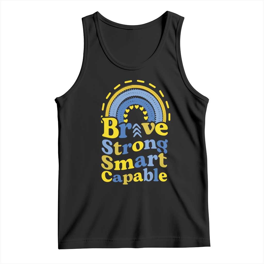 Down Syndrome Awareness Tank Top Brave Strong Smart Capable Rainbow TS11 Black Print Your Wear