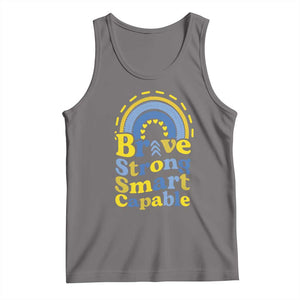 Down Syndrome Awareness Tank Top Brave Strong Smart Capable Rainbow TS11 Deep Heather Print Your Wear