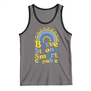 Down Syndrome Awareness Tank Top Brave Strong Smart Capable Rainbow TS11 Deep Heather Black Print Your Wear