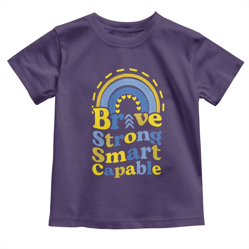 Down Syndrome Awareness Toddler T Shirt Brave Strong Smart Capable Rainbow TS11 Purple Print Your Wear