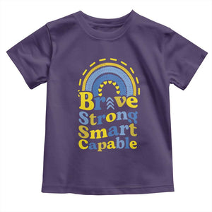 Down Syndrome Awareness Toddler T Shirt Brave Strong Smart Capable Rainbow TS11 Purple Print Your Wear