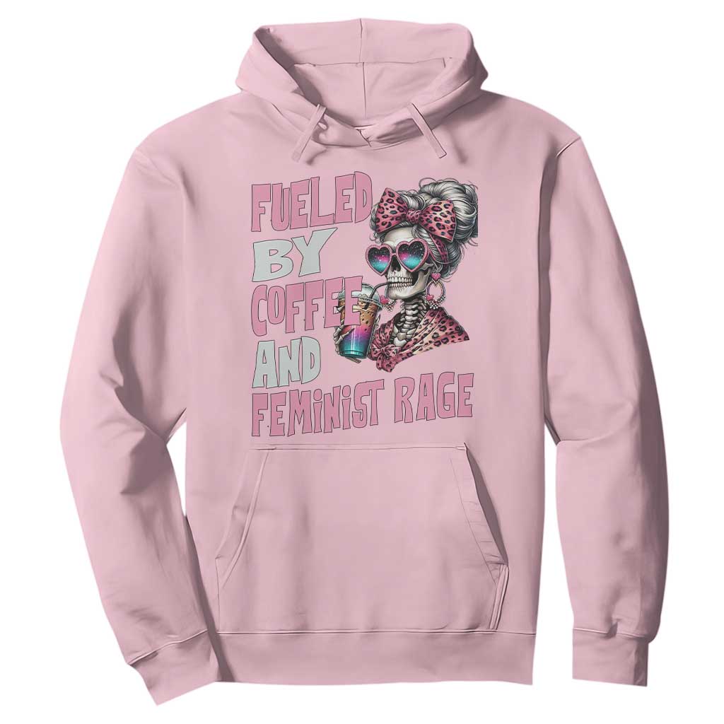 Fueled By Coffee And Feminist Rage Hoodie Feminism Coffee Lovers TS11 Light Pink Print Your Wear
