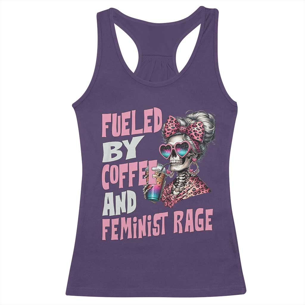 Fueled By Coffee And Feminist Rage Racerback Tank Top Feminism Coffee Lovers TS11 Purple Print Your Wear