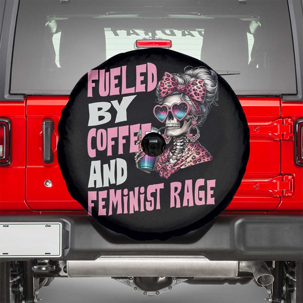 Fueled By Coffee And Feminist Rage Spare Tire Cover Feminism Coffee Lovers TS11 Black Print Your Wear