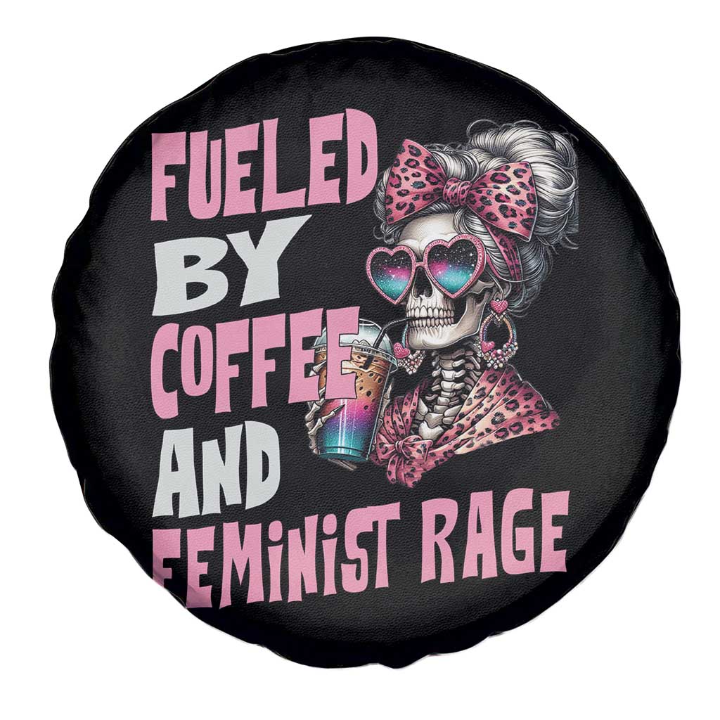 Fueled By Coffee And Feminist Rage Spare Tire Cover Feminism Coffee Lovers TS11 Print Your Wear