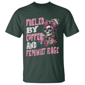 Fueled By Coffee And Feminist Rage T Shirt Feminism Coffee Lovers TS11 Dark Forest Green Print Your Wear