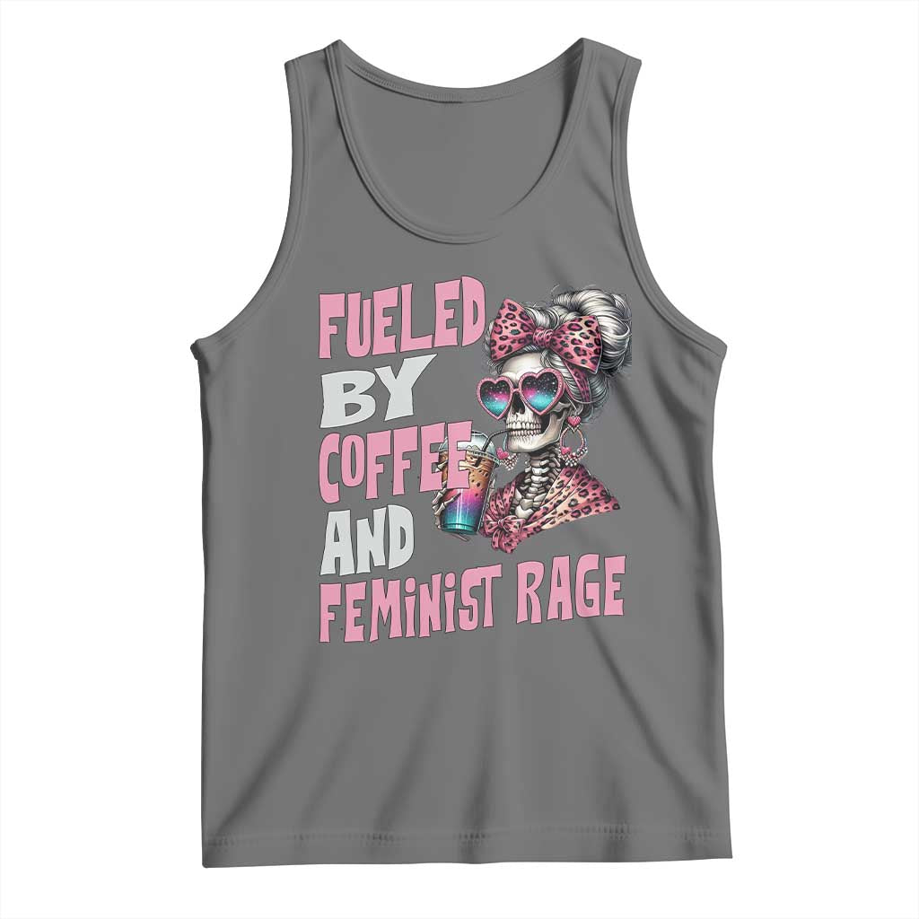 Fueled By Coffee And Feminist Rage Tank Top Feminism Coffee Lovers TS11 Black Heather Print Your Wear