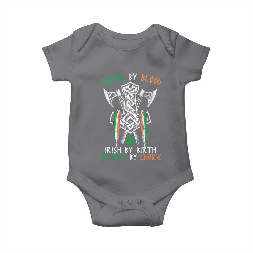 Viking By Blood Irish By Birth Patriot By Choice Baby Onesie Irish Viking Axes Celtic Knot TS11 Charcoal Print Your Wear