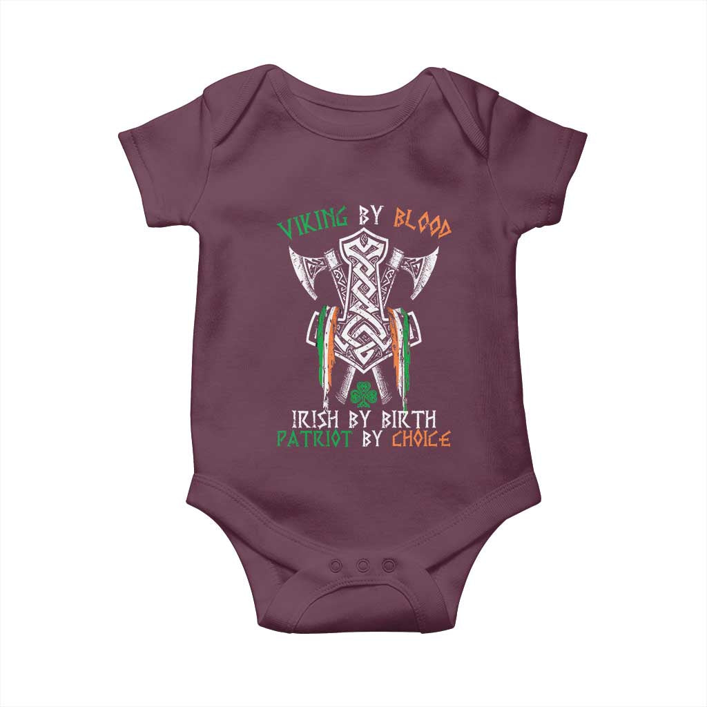 Viking By Blood Irish By Birth Patriot By Choice Baby Onesie Irish Viking Axes Celtic Knot TS11 Maroon Print Your Wear
