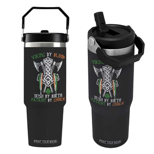 Viking By Blood Irish By Birth Patriot By Choice Flip Straw Tumbler Irish Viking Axes Celtic Knot TS11 One Size: 30 oz Black Print Your Wear