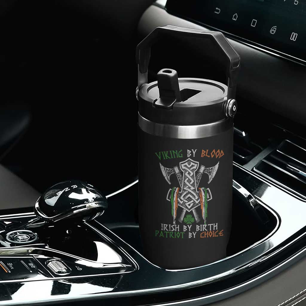 Viking By Blood Irish By Birth Patriot By Choice Flip Straw Tumbler Irish Viking Axes Celtic Knot TS11 Print Your Wear