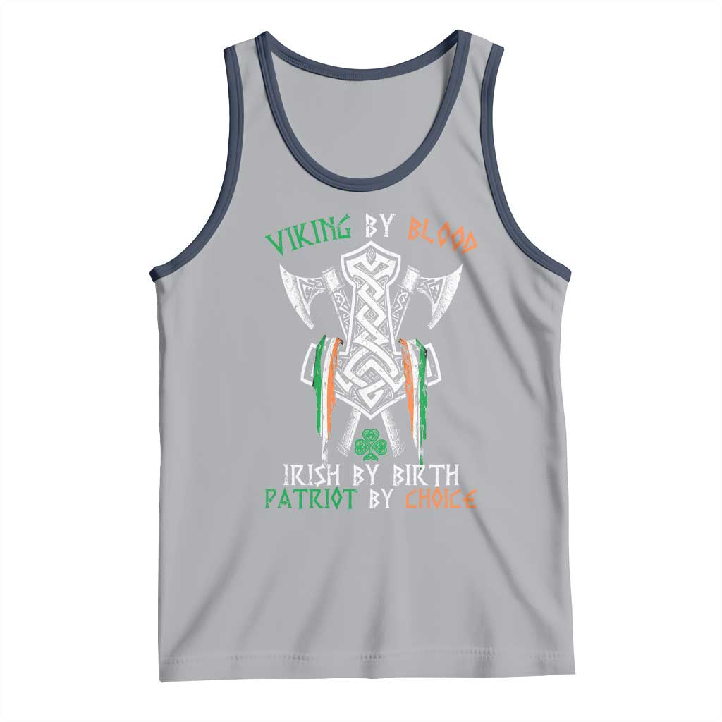 Viking By Blood Irish By Birth Patriot By Choice Tank Top Irish Viking Axes Celtic Knot TS11 Athletic Heather Navy Print Your Wear