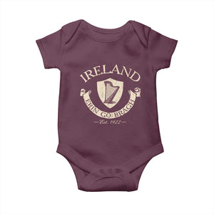 Ireland Erin Go Bragh Est 1922 Baby Onesie Irish Pride Vintage Harp TS11 Maroon Print Your Wear