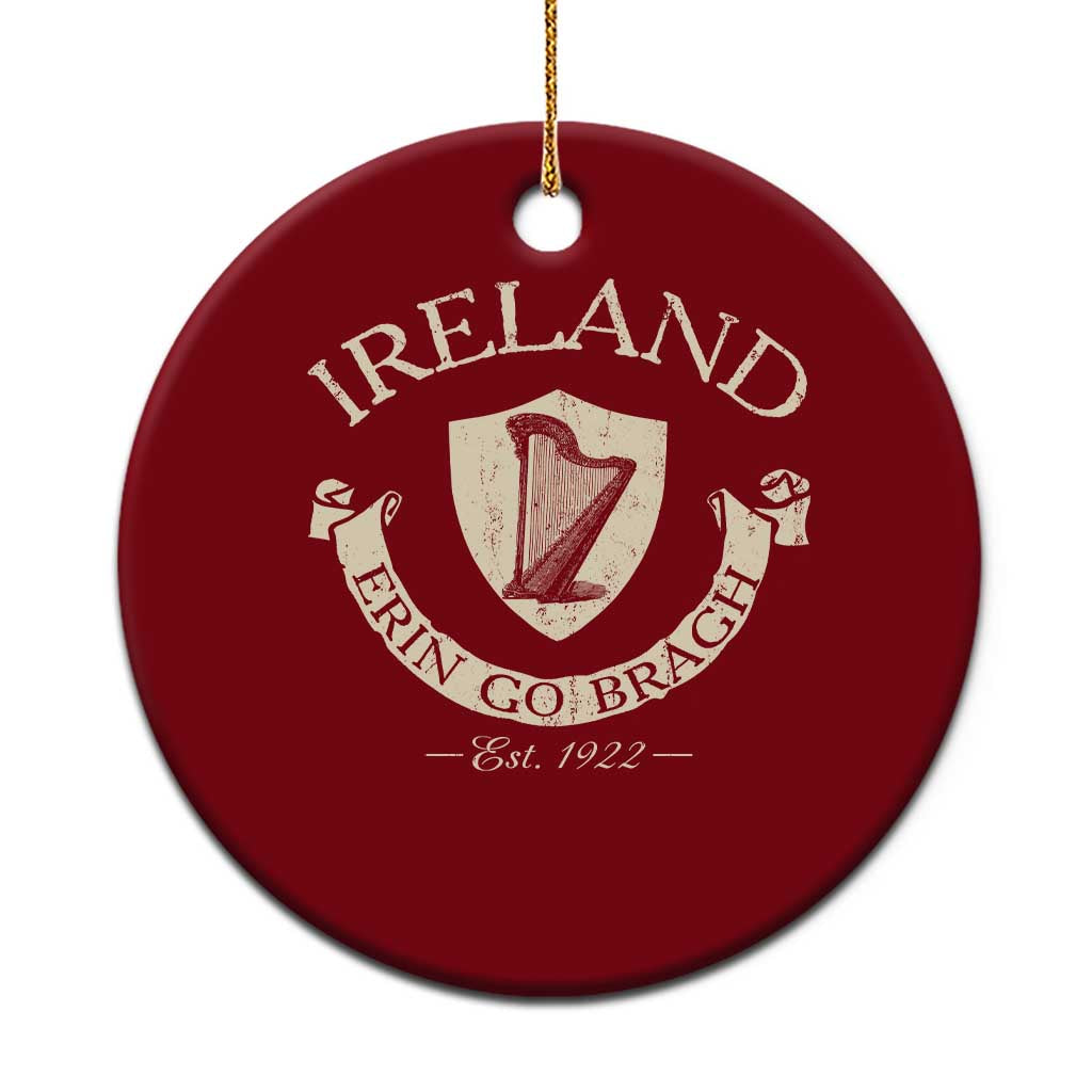 Ireland Erin Go Bragh Est 1922 Ceramic Ornament Irish Pride Vintage Harp TS11 1pc Red Print Your Wear
