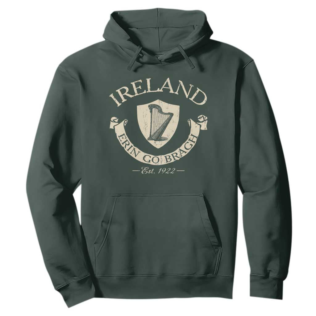 Ireland Erin Go Bragh Est 1922 Hoodie Irish Pride Vintage Harp TS11 Dark Forest Green Print Your Wear