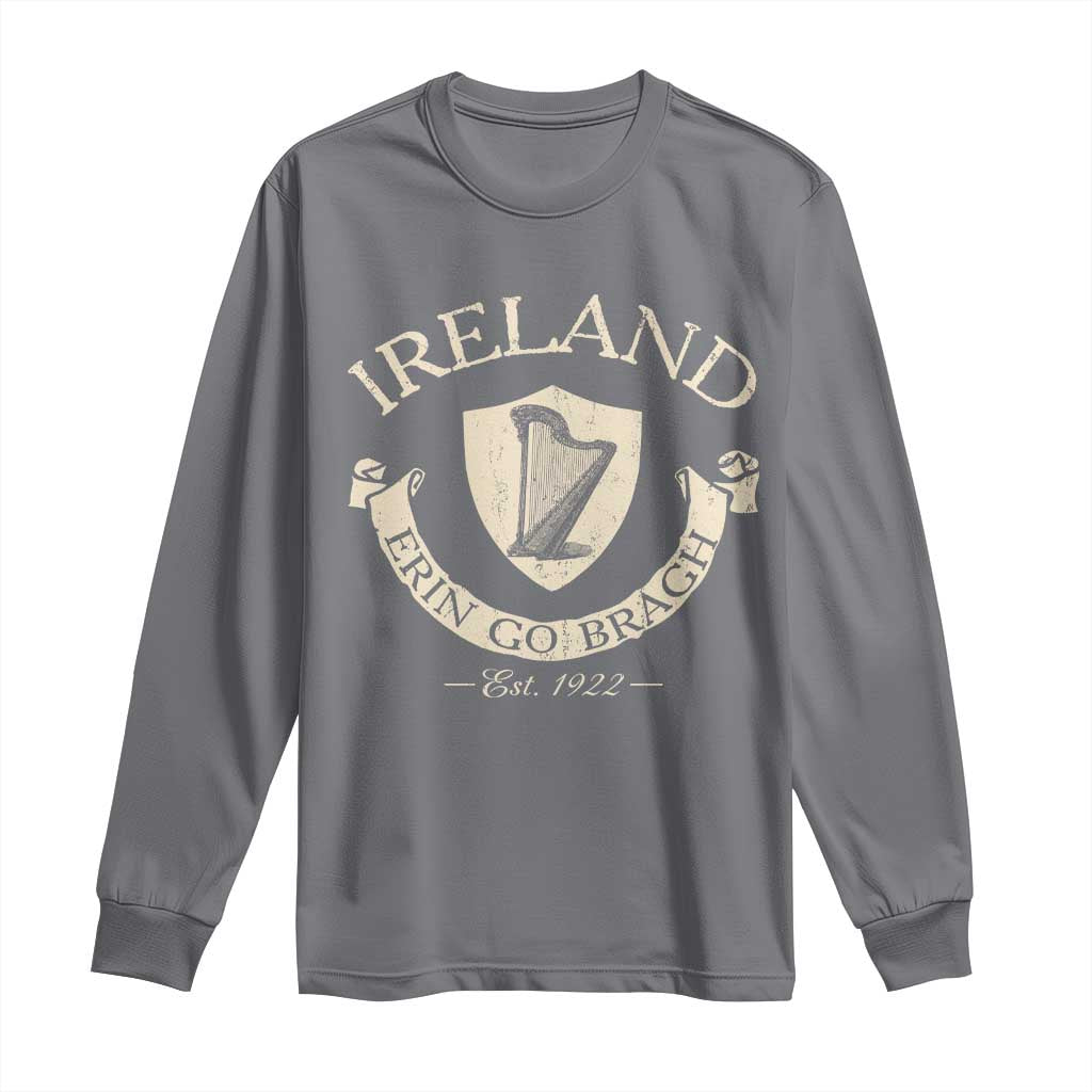 Ireland Erin Go Bragh Est 1922 Long Sleeve Shirt Irish Pride Vintage Harp TS11 Charcoal Print Your Wear