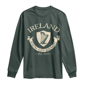 Ireland Erin Go Bragh Est 1922 Long Sleeve Shirt Irish Pride Vintage Harp TS11 Dark Forest Green Print Your Wear