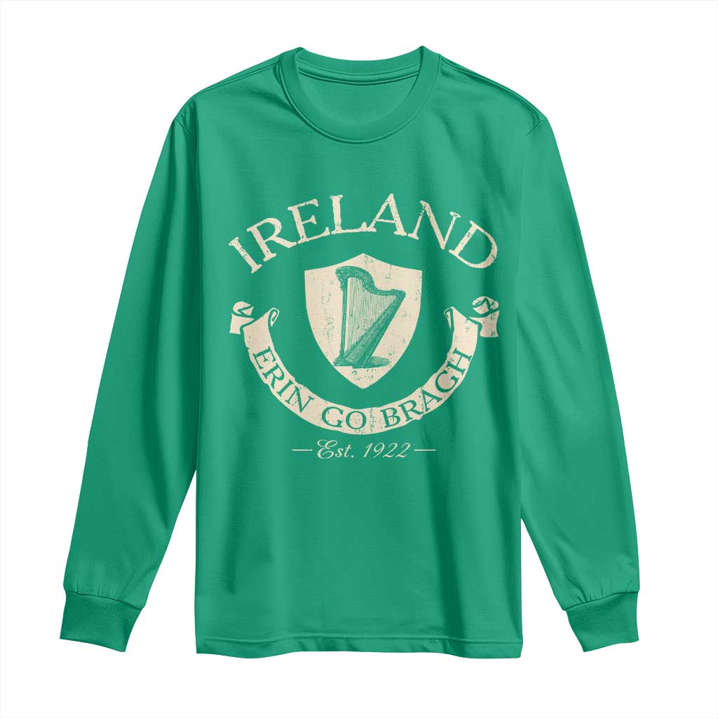 Ireland Erin Go Bragh Est 1922 Long Sleeve Shirt Irish Pride Vintage Harp TS11 Irish Green Print Your Wear