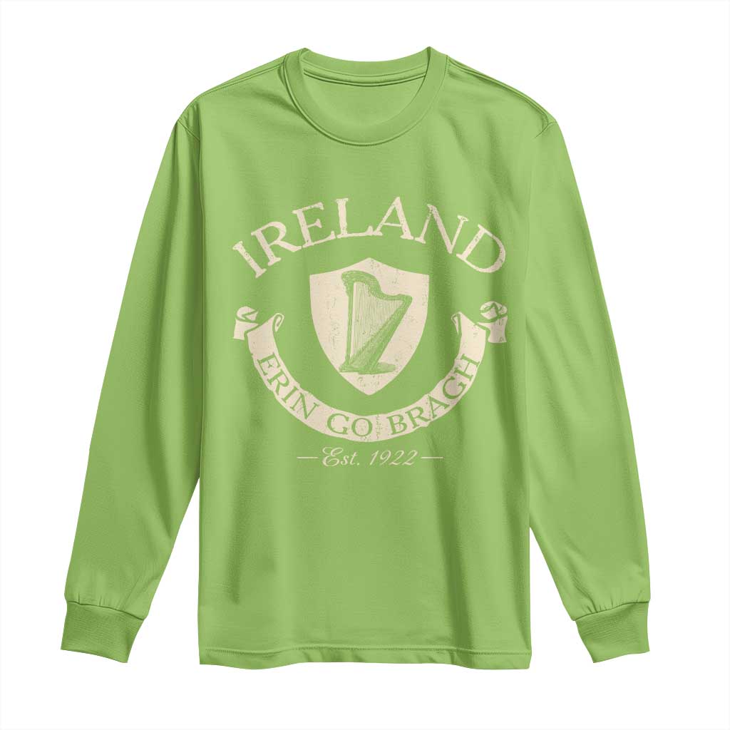 Ireland Erin Go Bragh Est 1922 Long Sleeve Shirt Irish Pride Vintage Harp TS11 Lime Print Your Wear