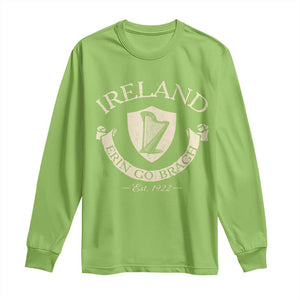 Ireland Erin Go Bragh Est 1922 Long Sleeve Shirt Irish Pride Vintage Harp TS11 Lime Print Your Wear