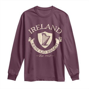 Ireland Erin Go Bragh Est 1922 Long Sleeve Shirt Irish Pride Vintage Harp TS11 Maroon Print Your Wear