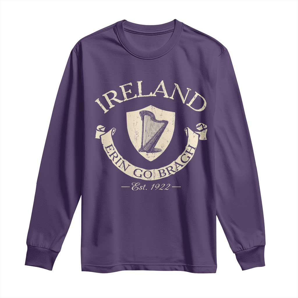 Ireland Erin Go Bragh Est 1922 Long Sleeve Shirt Irish Pride Vintage Harp TS11 Purple Print Your Wear