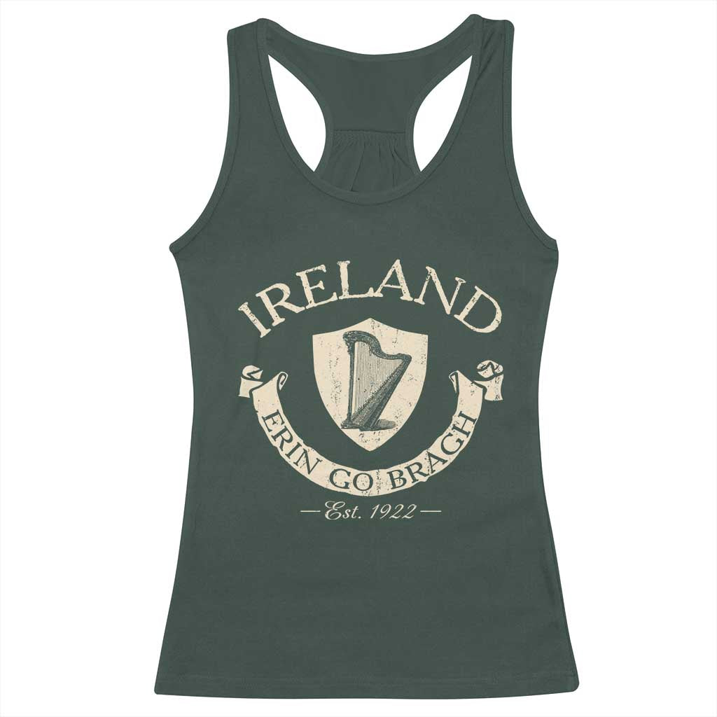 Ireland Erin Go Bragh Est 1922 Racerback Tank Top Irish Pride Vintage Harp TS11 Dark Forest Green Print Your Wear