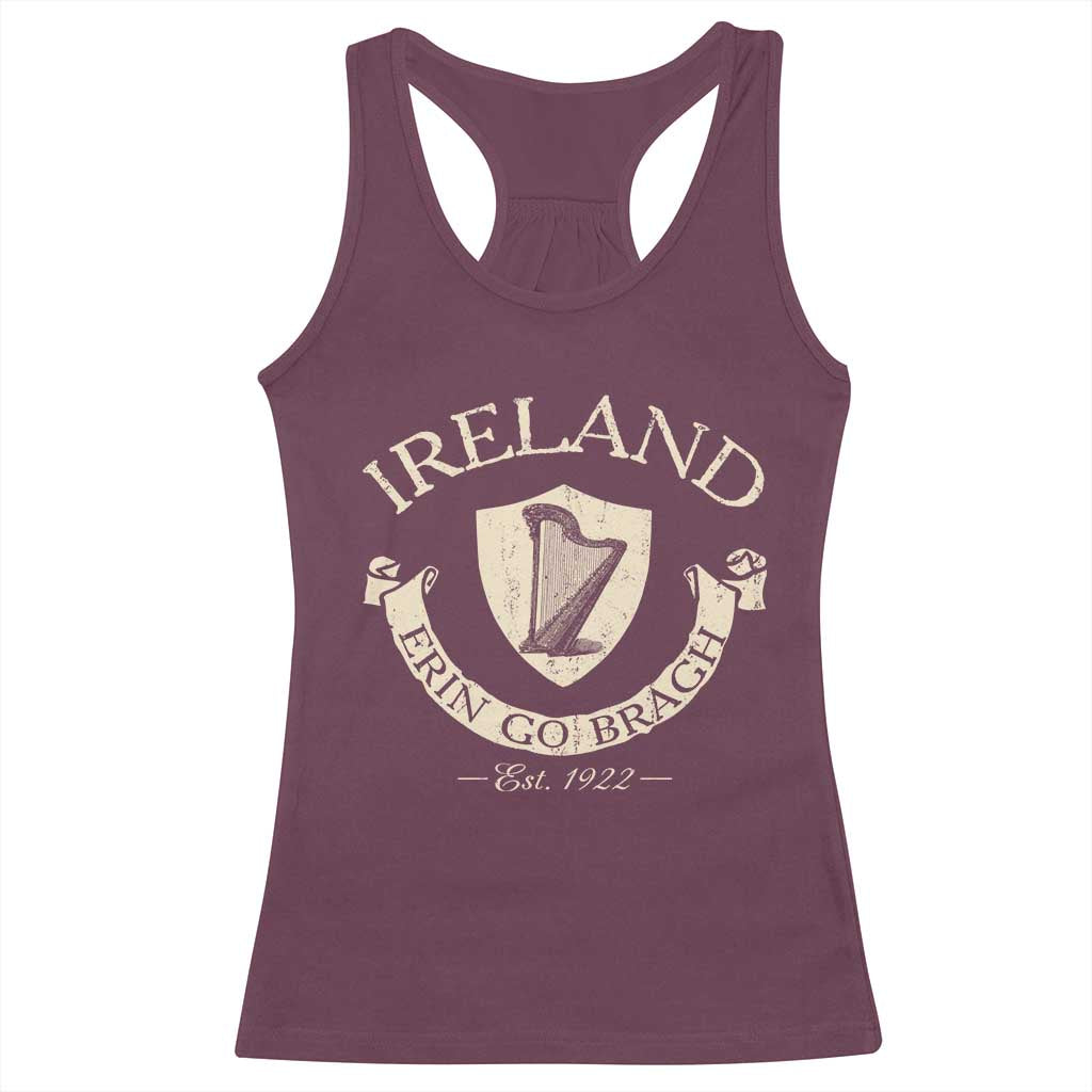 Ireland Erin Go Bragh Est 1922 Racerback Tank Top Irish Pride Vintage Harp TS11 Maroon Print Your Wear