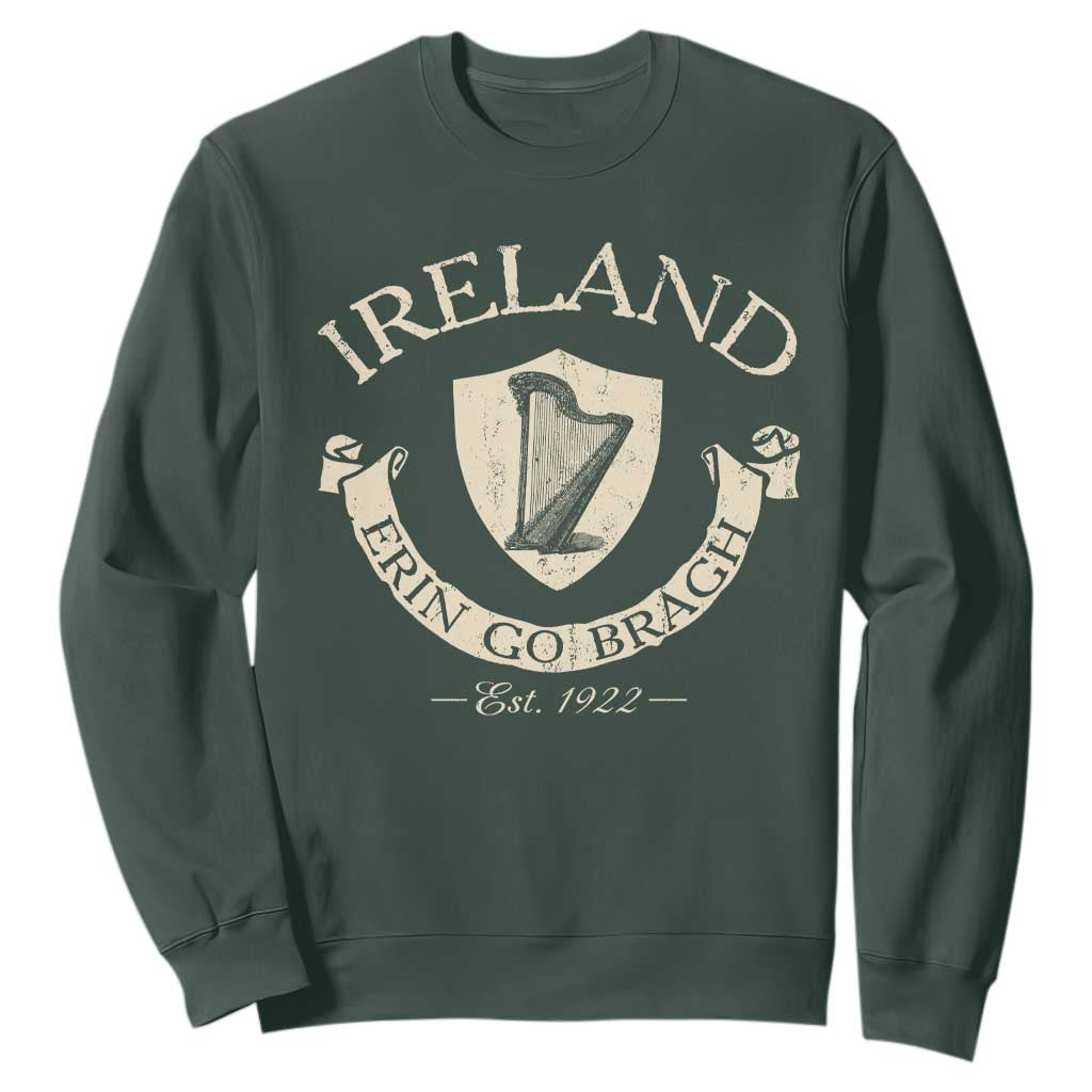 Ireland Erin Go Bragh Est 1922 Sweatshirt Irish Pride Vintage Harp TS11 Dark Forest Green Print Your Wear