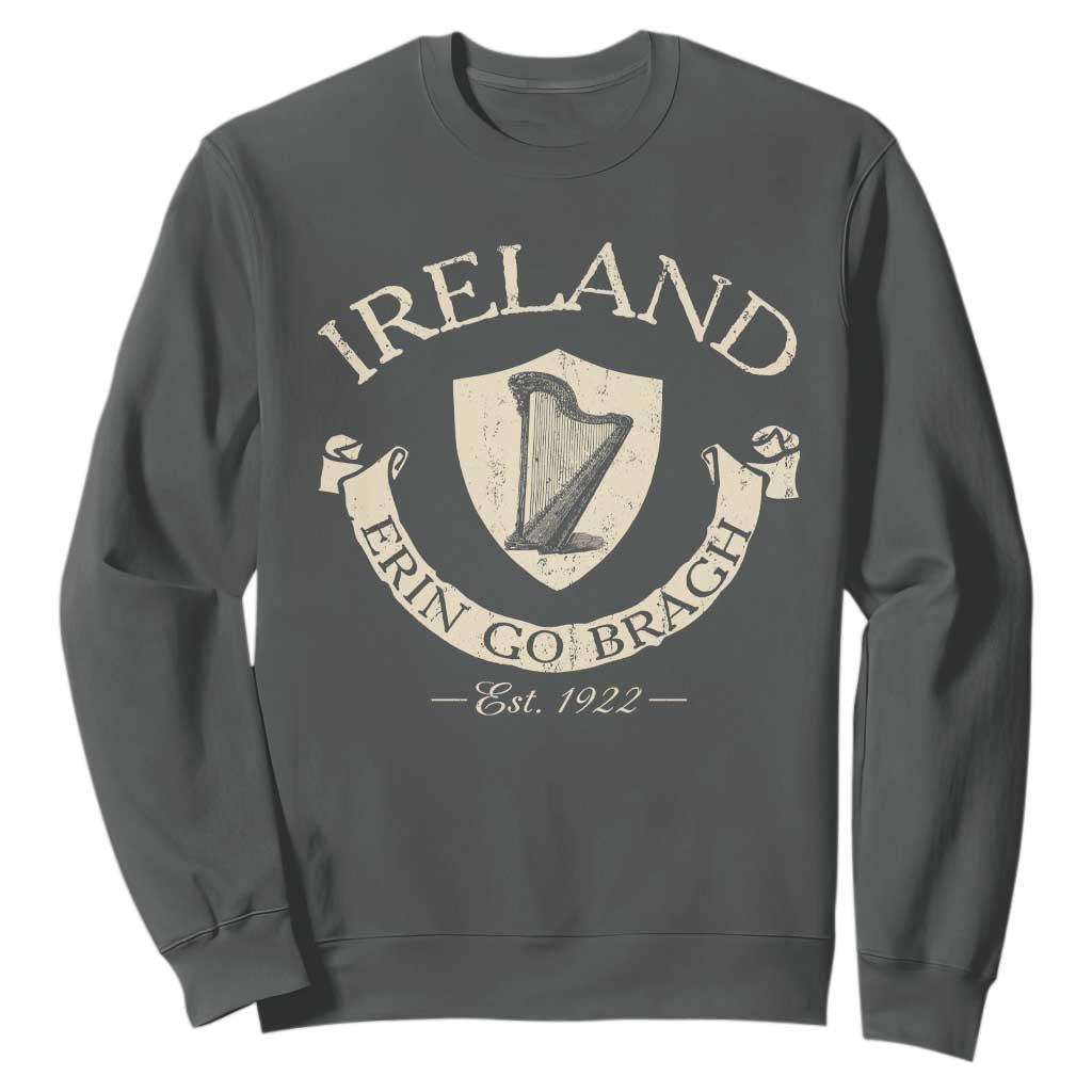 Ireland Erin Go Bragh Est 1922 Sweatshirt Irish Pride Vintage Harp TS11 Dark Heather Print Your Wear