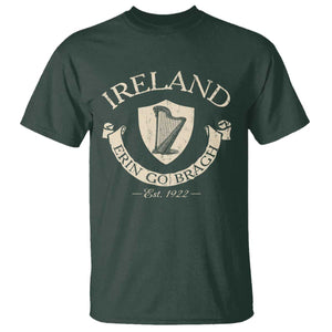 Ireland Erin Go Bragh Est 1922 T Shirt Irish Pride Vintage Harp TS11 Dark Forest Green Print Your Wear