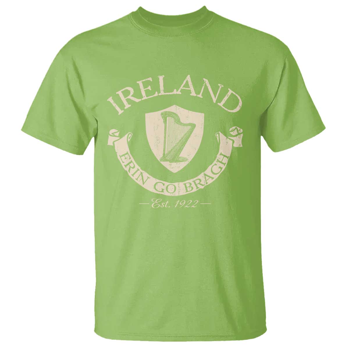 Ireland Erin Go Bragh Est 1922 T Shirt Irish Pride Vintage Harp TS11 Lime Print Your Wear