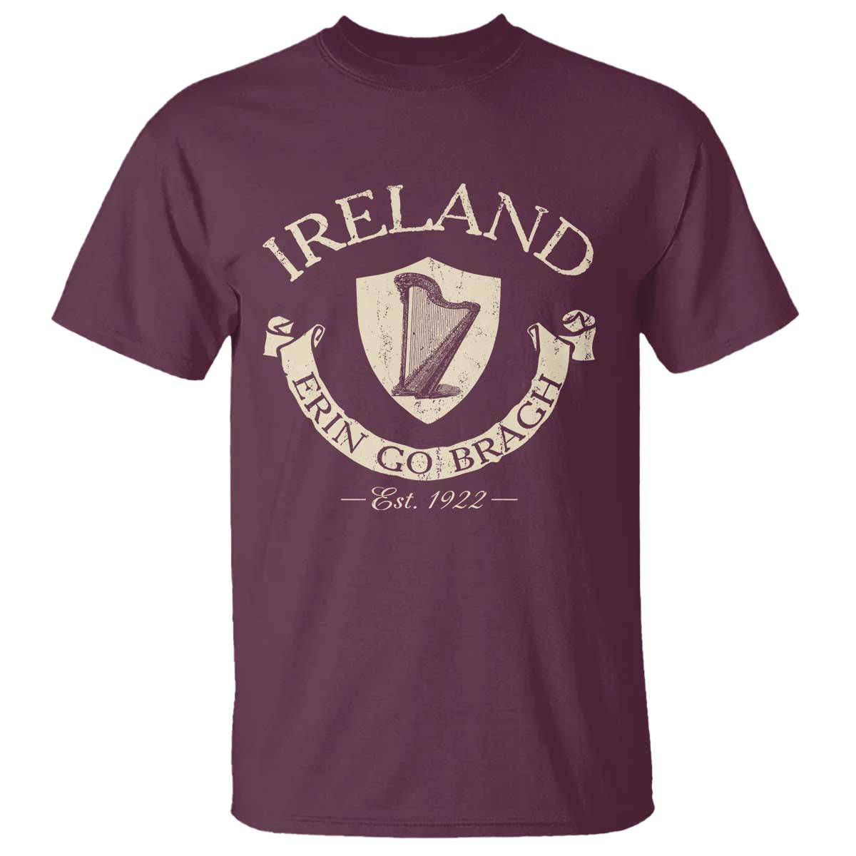 Ireland Erin Go Bragh Est 1922 T Shirt Irish Pride Vintage Harp TS11 Maroon Print Your Wear
