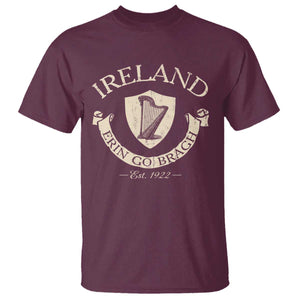 Ireland Erin Go Bragh Est 1922 T Shirt Irish Pride Vintage Harp TS11 Maroon Print Your Wear