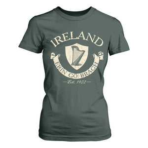 Ireland Erin Go Bragh Est 1922 T Shirt For Women Irish Pride Vintage Harp TS11 Dark Forest Green Print Your Wear