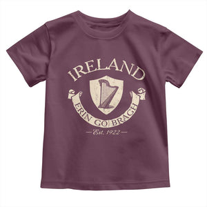 Ireland Erin Go Bragh Est 1922 Toddler T Shirt Irish Pride Vintage Harp TS11 Maroon Print Your Wear