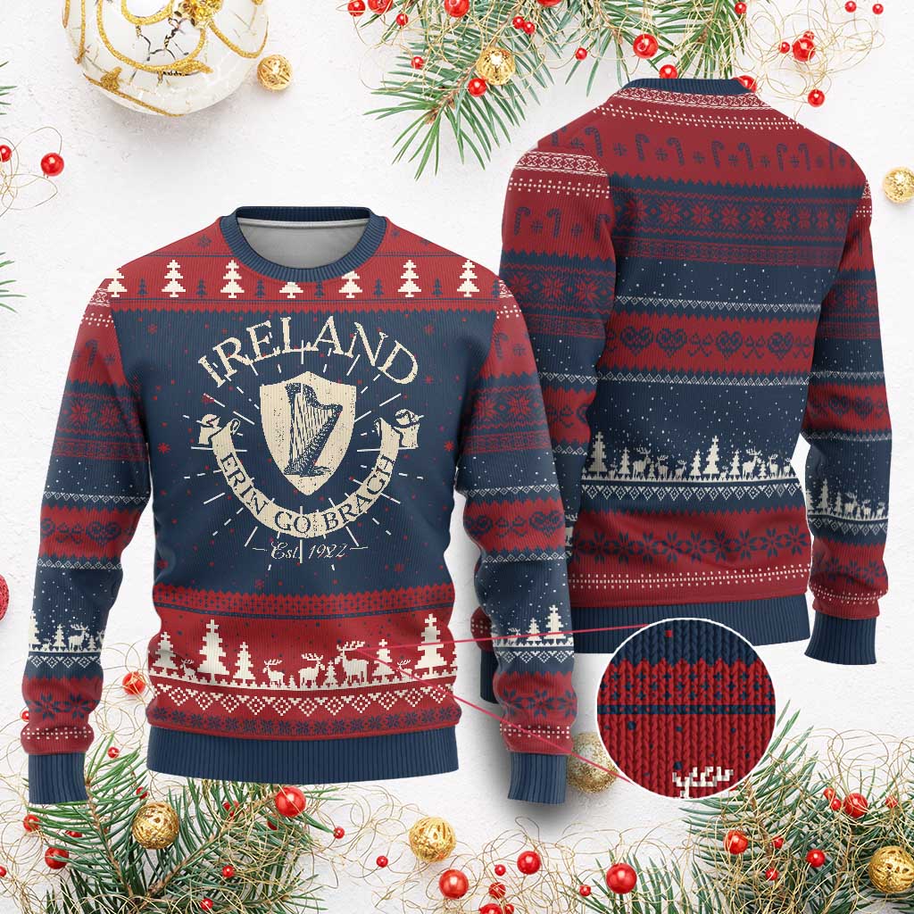 Ireland Erin Go Bragh Est 1922 Knit Sweatshirt Irish Pride Vintage Harp TS11 Burgundy Print Your Wear