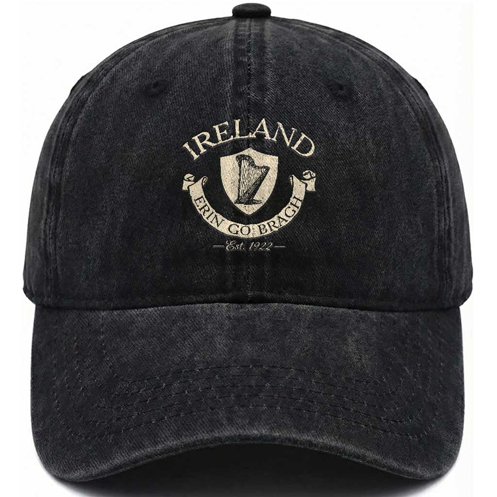 Ireland Erin Go Bragh Est 1922 Washed Cotton Baseball Cap Irish Pride Vintage Harp TS11 Print Your Wear