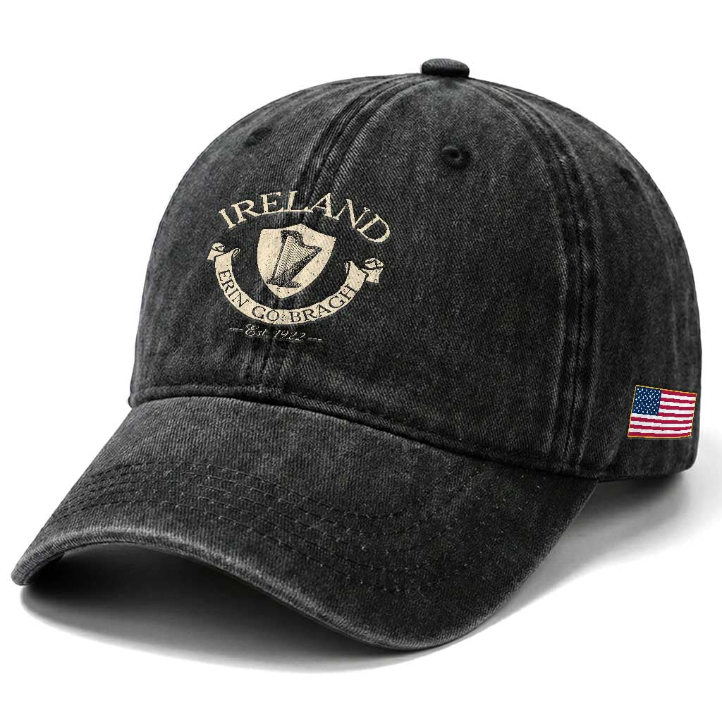 Ireland Erin Go Bragh Est 1922 Washed Cotton Baseball Cap Irish Pride Vintage Harp TS11 Print Your Wear