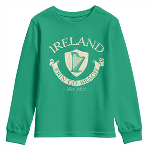 Ireland Erin Go Bragh Est 1922 Youth Sweatshirt Irish Pride Vintage Harp TS11 Irish Green Print Your Wear