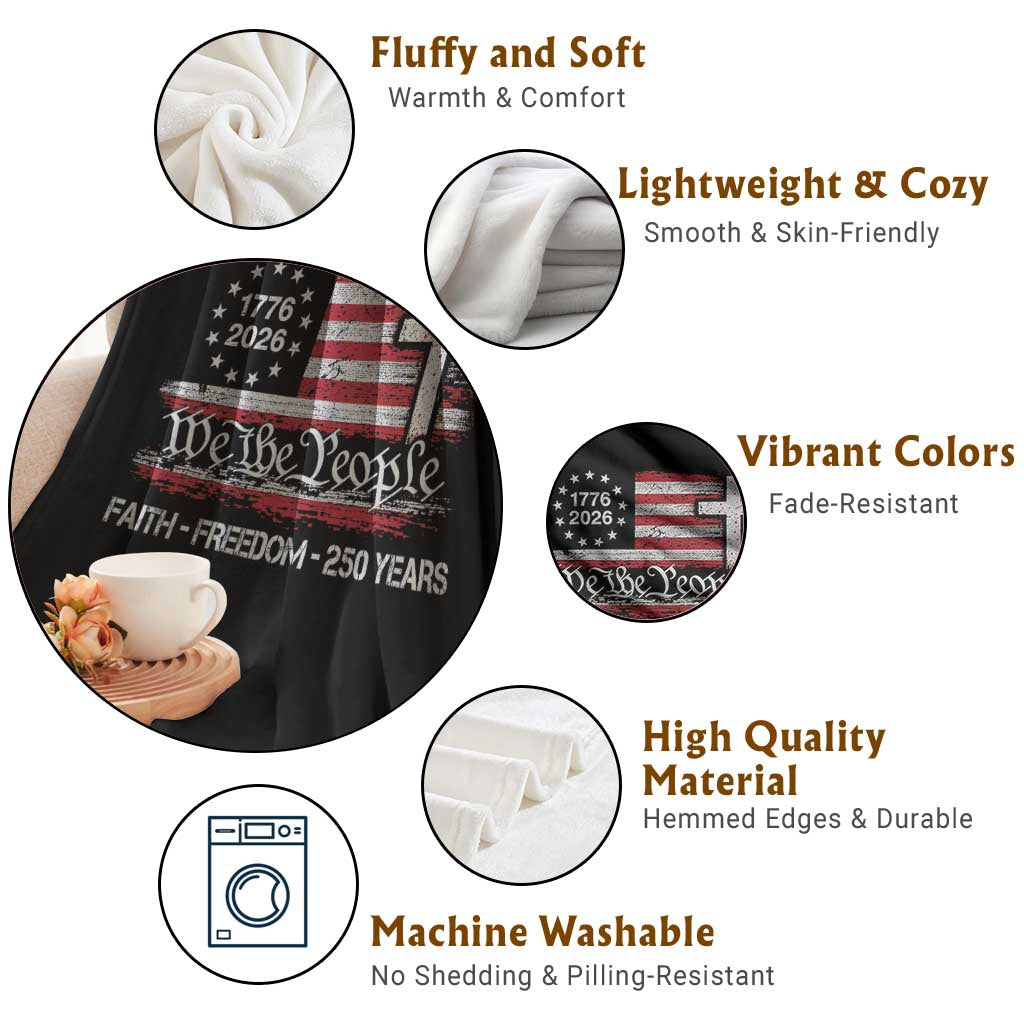 Faith Freedom 250 Years Throw Blanket Christian USA 250th Anniversary TS11 Print Your Wear