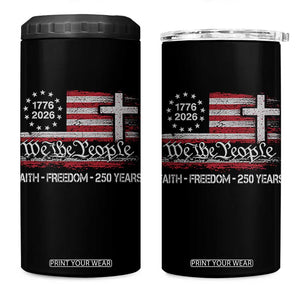 Faith Freedom 250 Years 4 in 1 Can Cooler Tumbler Christian USA 250th Anniversary TS11 One Size: 16 oz Black Print Your Wear