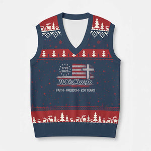 Faith Freedom 250 Years V-Neck Knit Sweater Vest Christian USA 250th Anniversary TS11 Navy Red Print Your Wear
