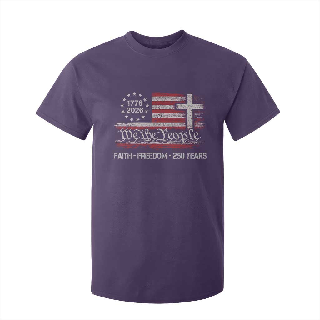 Faith Freedom 250 Years T Shirt For Kid Christian USA 250th Anniversary TS11 Purple Print Your Wear