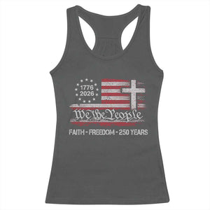 Faith Freedom 250 Years Racerback Tank Top Christian USA 250th Anniversary TS11 Dark Heather Print Your Wear