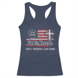 Faith Freedom 250 Years Racerback Tank Top Christian USA 250th Anniversary TS11 Navy Print Your Wear