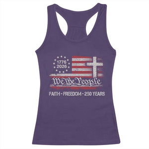 Faith Freedom 250 Years Racerback Tank Top Christian USA 250th Anniversary TS11 Purple Print Your Wear